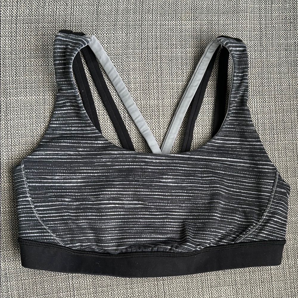 Lululemon Striped Black and Gray Sports Bra